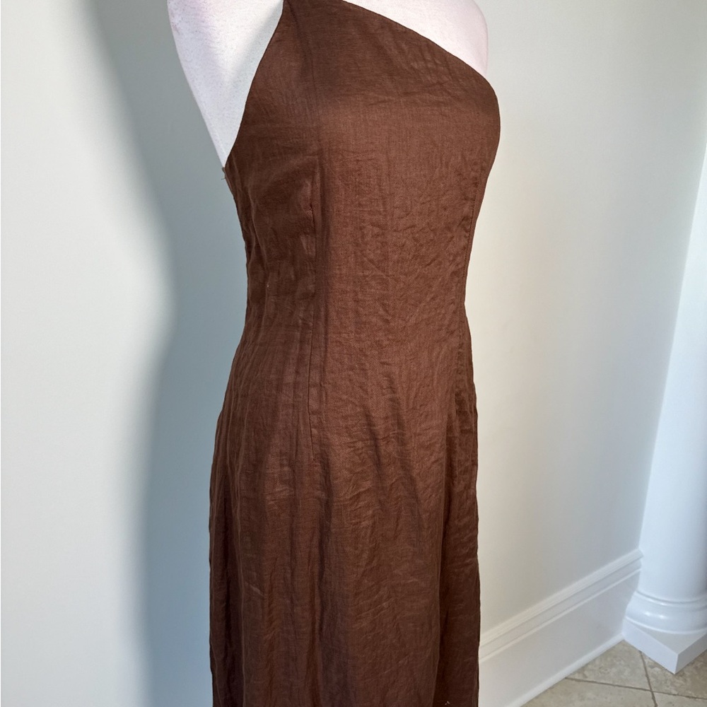 Dress in chocolate Elegant Brown One-Shoulder Dress - Picture 4 of 8
